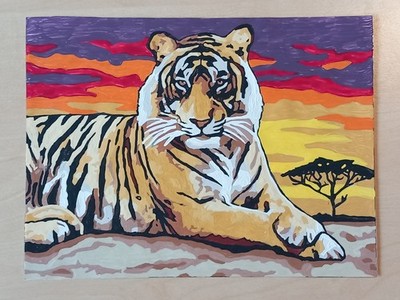 Malen nach Zahlen Bild Tiger fertig gemalt 22,7 x 17,1 cm
