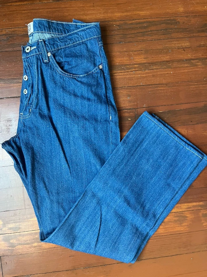 Pantalones de mezclilla azules ligeros Naked & Famous Workforce Ribete True Guy 33x31 nuevos con etiquetas Foto 2 de 4