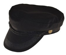 Wool Blend Fisherman Cap Greek Sailor Hat Black Large