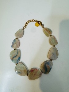 Authentic Pono Gemma Necklace Made in Italy Gold Plated Chain and Clasp Marbled Acrylic Be