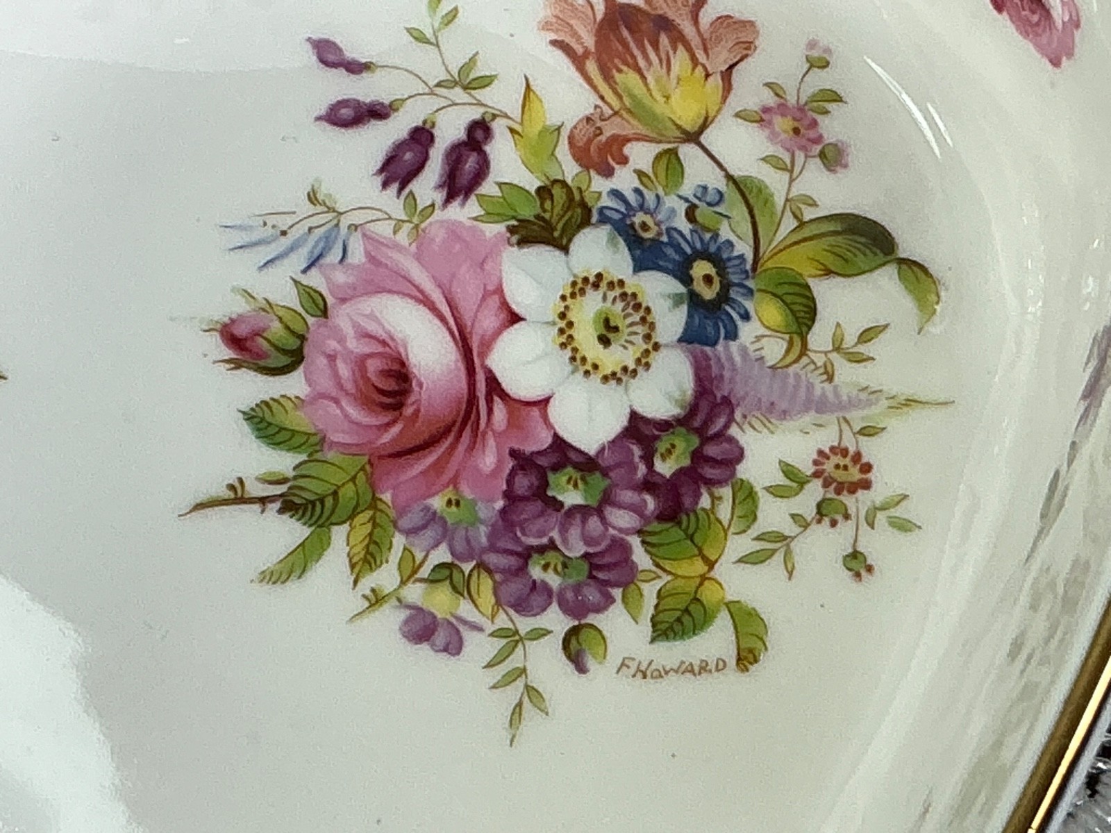 Hammersley F. Howard signed Hand Painted Breakfast Serving Strawberry Basket