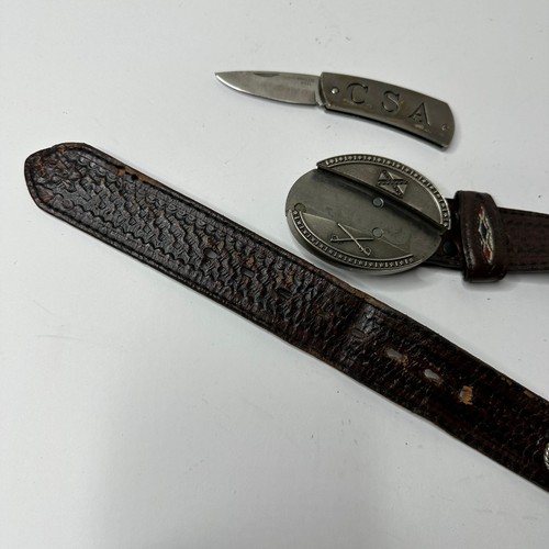 CSA Bel Buckle With Hidden Knife Wrangler Leather Belt Size 36 Made in Mexico - Picture 9 of 18