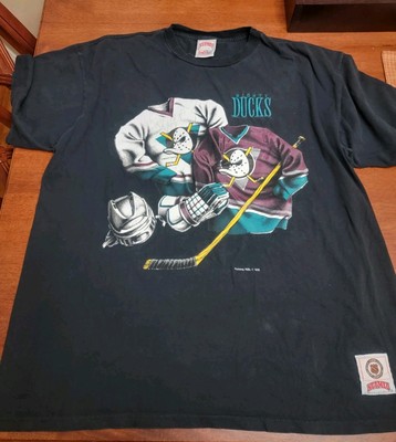 Vtg 90s Nutmeg Anaheim Mighty Ducks Black T-Shirt Size X-Large Disney Hockey