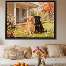 Golden Retriever Dog Oil Painting Canvas Print Dog Lover Living Room Decor Art