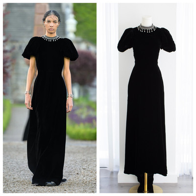 Christian Dior Cruise 2025 Scotland Embellished-Collar Velvet Gown
