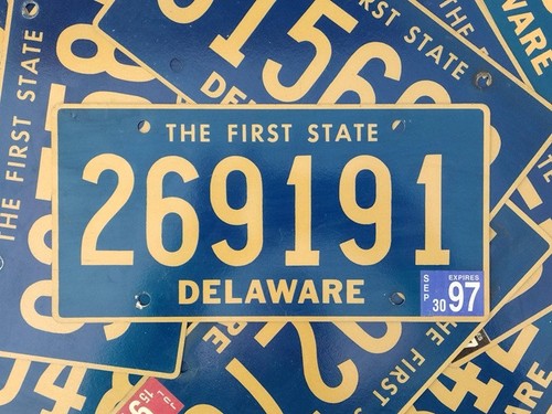 Vintage 1997 Delaware License Plate The First State Many Available Bar Decor