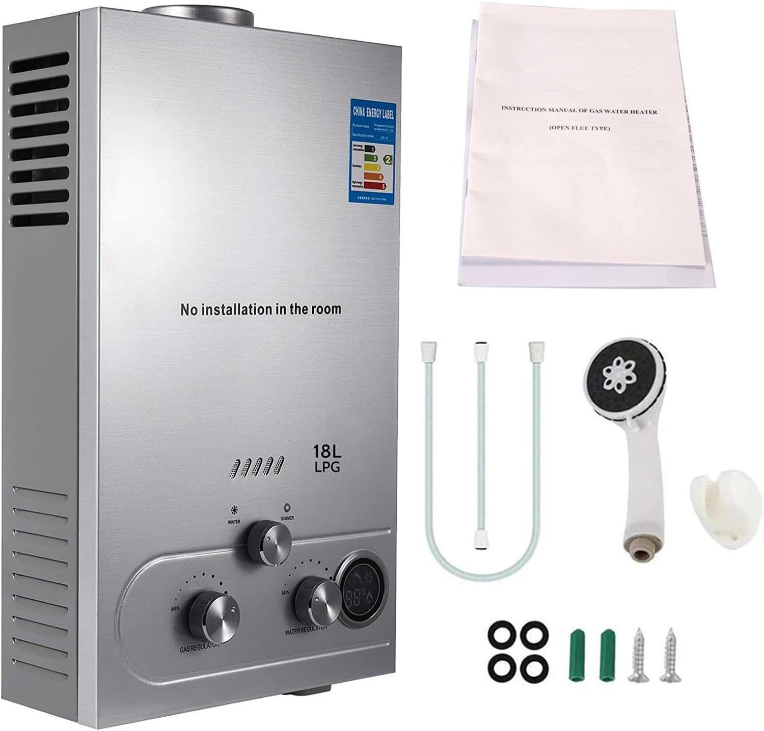 Chauffe-eau gaz propane 6L GPL compact pour eau chaude instantanée