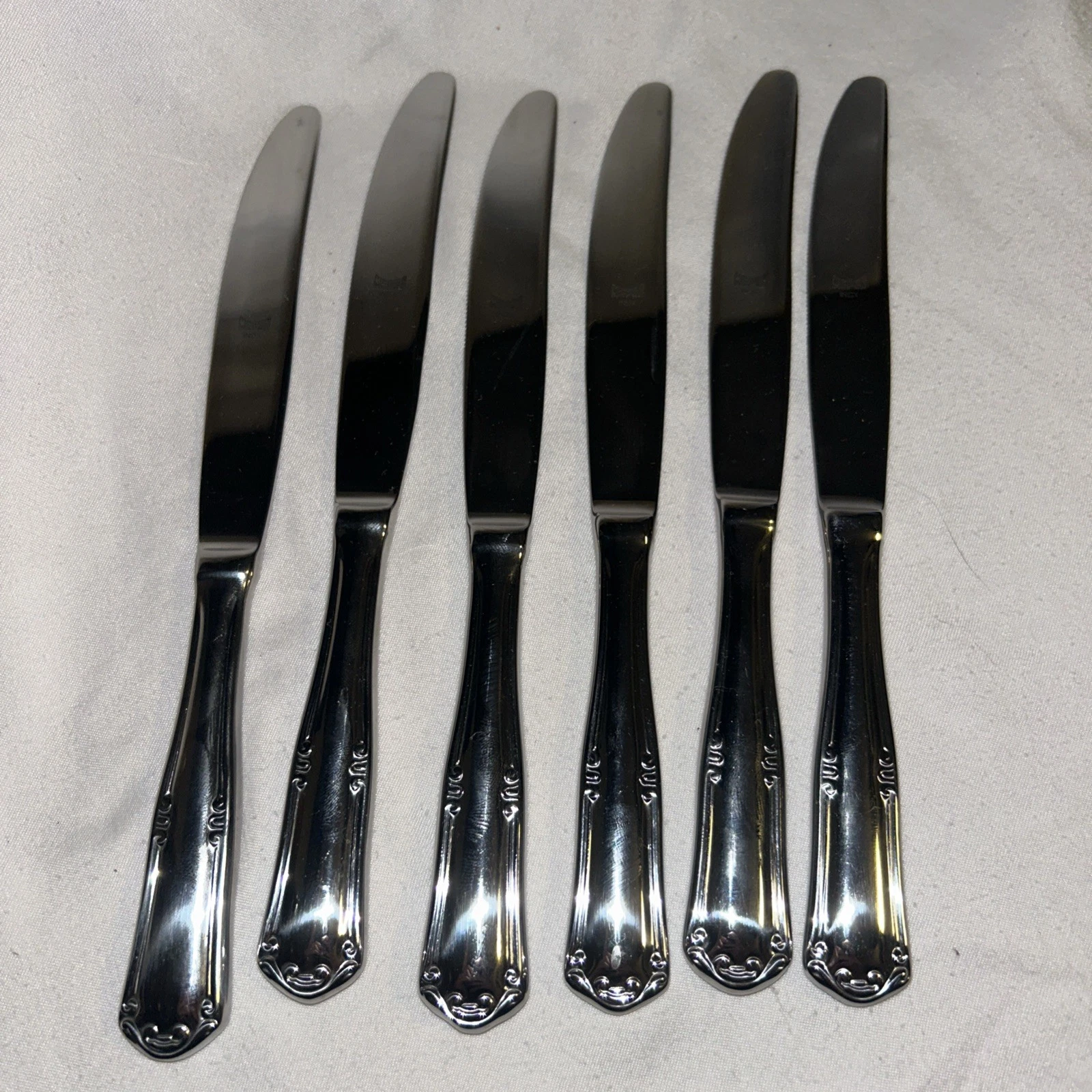 Mepra Inox Epoque Pewter Serrated Knife 18/10 Stainless Italy 6pc F1