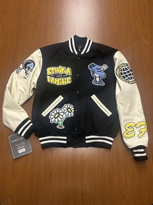 Ethika Upper Case Varsity Jacket Genuine Leather  Size Small  AUJ1012-BLK $400
