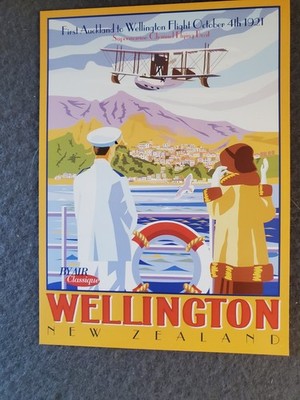E9 Wellington Airline Travel Poster Postcard 2005 AIR CLASSIQUE NEW ZEALAND