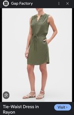 Women's Gap Tie Waist Shirt Dress In Greenway Green