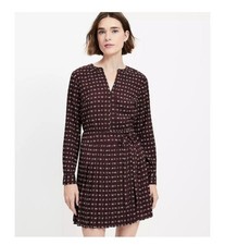 NWOT Ann Taylor Loft Bow Pleated Mini Dress Sz 4 long sleeve fall / winter 