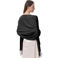 Pashmina Shawls Wraps for Evening Dress Women's Warm Scarf Bridesmaid Black