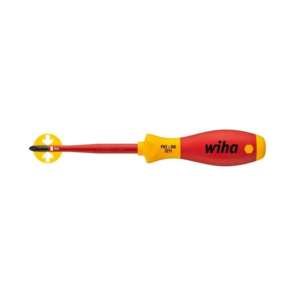 Wiha WHA-35393 PH1 x 80mm Softfinish Electric Slimfix Screwdriver Phillips
