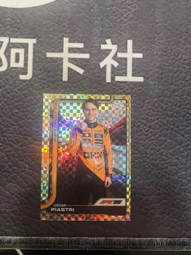 2025 Topps Chrome Formula 1 F1 Oscar Piastri Gold Checker Flag Refractor /50