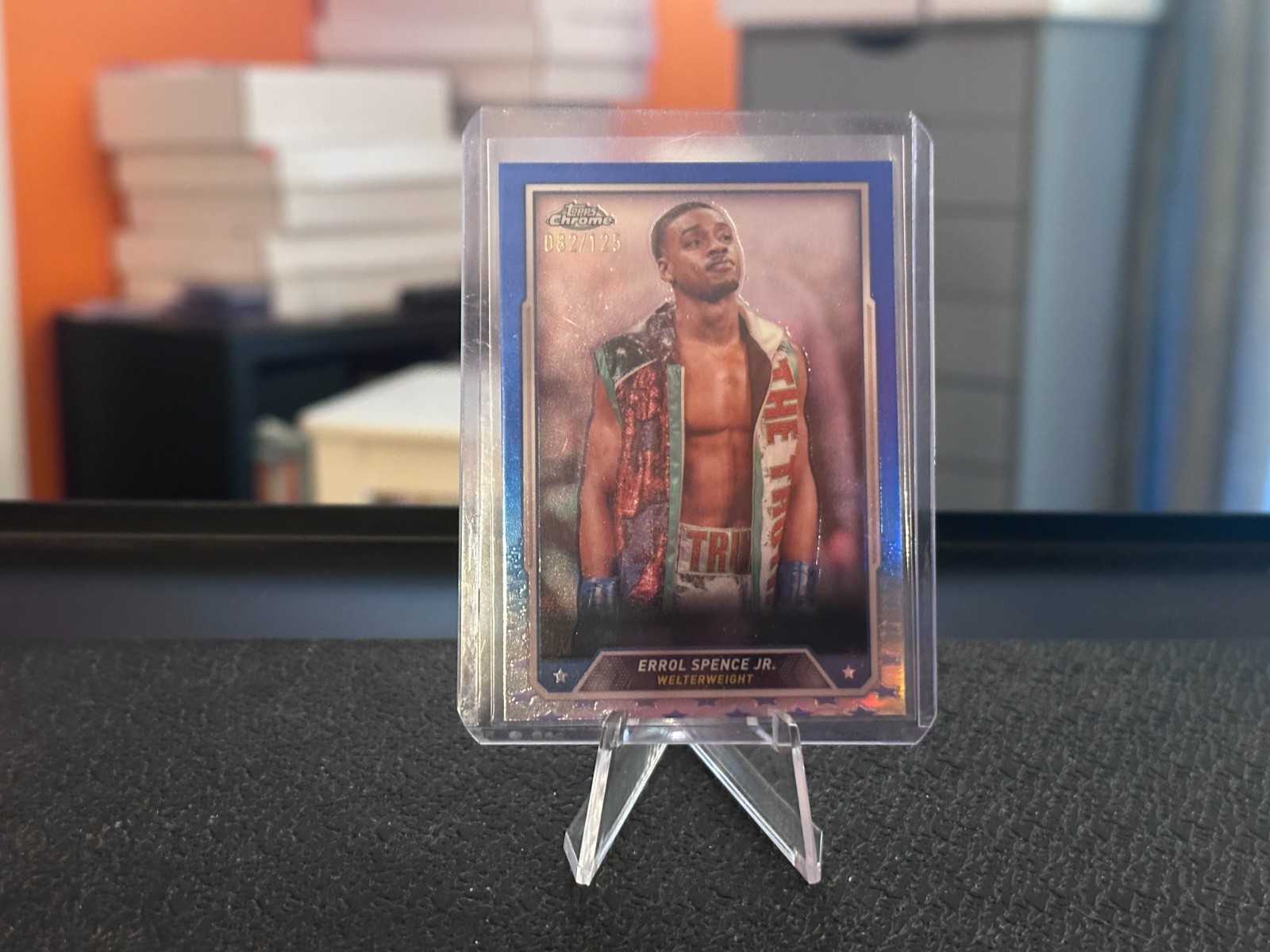 2024 Topps Chrome Boxing #38 Errol Spence Jr. Blue Refractor 82/125