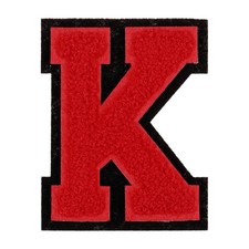Chenille Letter Patches, 4" Alphabet K Iron on Patches for Clothing Red