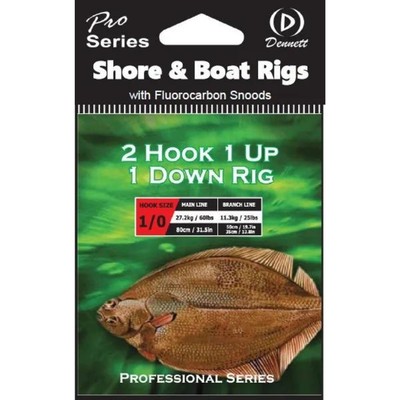 Dennett Down Rig Fluorocarbon Pro Series 2 Haken 1 Up 1 Profi Angeln