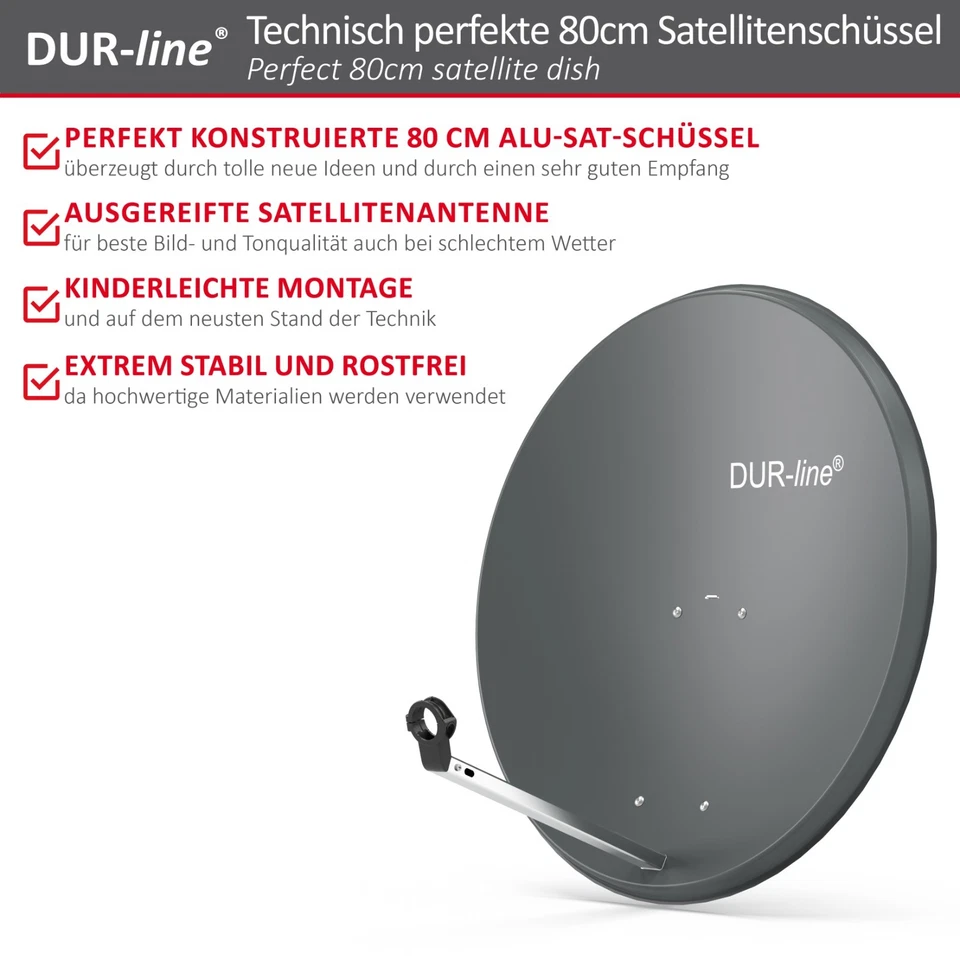 DUR-line MDA 80 Hellgrau/Anthrazit/Rot - Aluminium Satellitenschüssel - Bild 2 von 4
