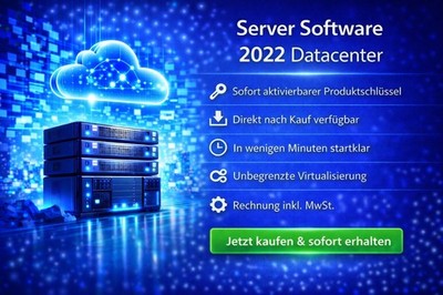 Windows Server 2022 Datacenter 1 PC Retail Produktschlüssel ESD Deutsch 64Bit