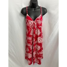 New York & Company red and white tropical print dress vacation flowy boho size S