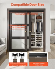 NEW Bypass Door Hardware, 4ft Heavy Duty Bypass Sliding Door Hardware Kit, Alum