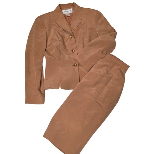 Jones New York 100% Silk Suit Skirt Blazer Peach Size 6 Business Casual Work