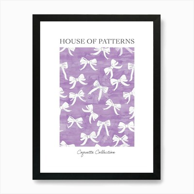 White And Lilac Bows 2 Pattern Post Framed Wall Art Poster Canvas Print Picture