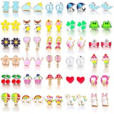 30 Pairs Cute Funny Hypoallergenic Stud Earrings Set for Women Sensitive Ears Wi