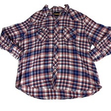 Vintage 90s Wrangler Western Flannel Shirt Mens XL Red Blue Plaid Pearl Snap
