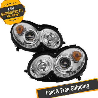 Spyder 5038029 Chrome LED Halo Projector Headlights for 03-09 Mercedes Benz CLK