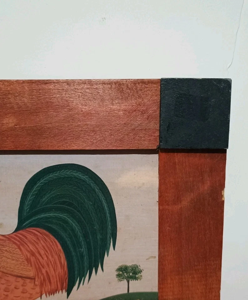 Fayre Cooper Farmhouse Folk Art Wood Primitive Animal Print Rooster Framed 8X10 - Image 3 of 4