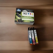 New Genuine HP 902 Cyan Magenta Yellow 3PK Ink Cartridges Open Box