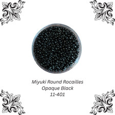Miyuki 11/0 Round Seed Beads 11-401 Opaque Black 10 Grams