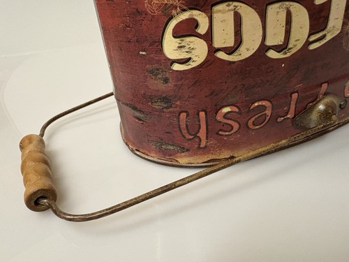 Farm Fresh Eggs Decorative Metal Pail 7.5x8.5x5.5 Retro Egg Pail - Picture 11 of 11