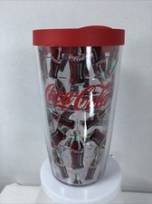 Coca-Cola Bottle Repeat Tervis Tumbler with Red Lid 16 oz Double Wall Insulation