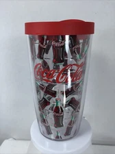 Coca-Cola Bottle Repeat Tervis Tumbler with Red Lid 16 oz Double Wall Insulation