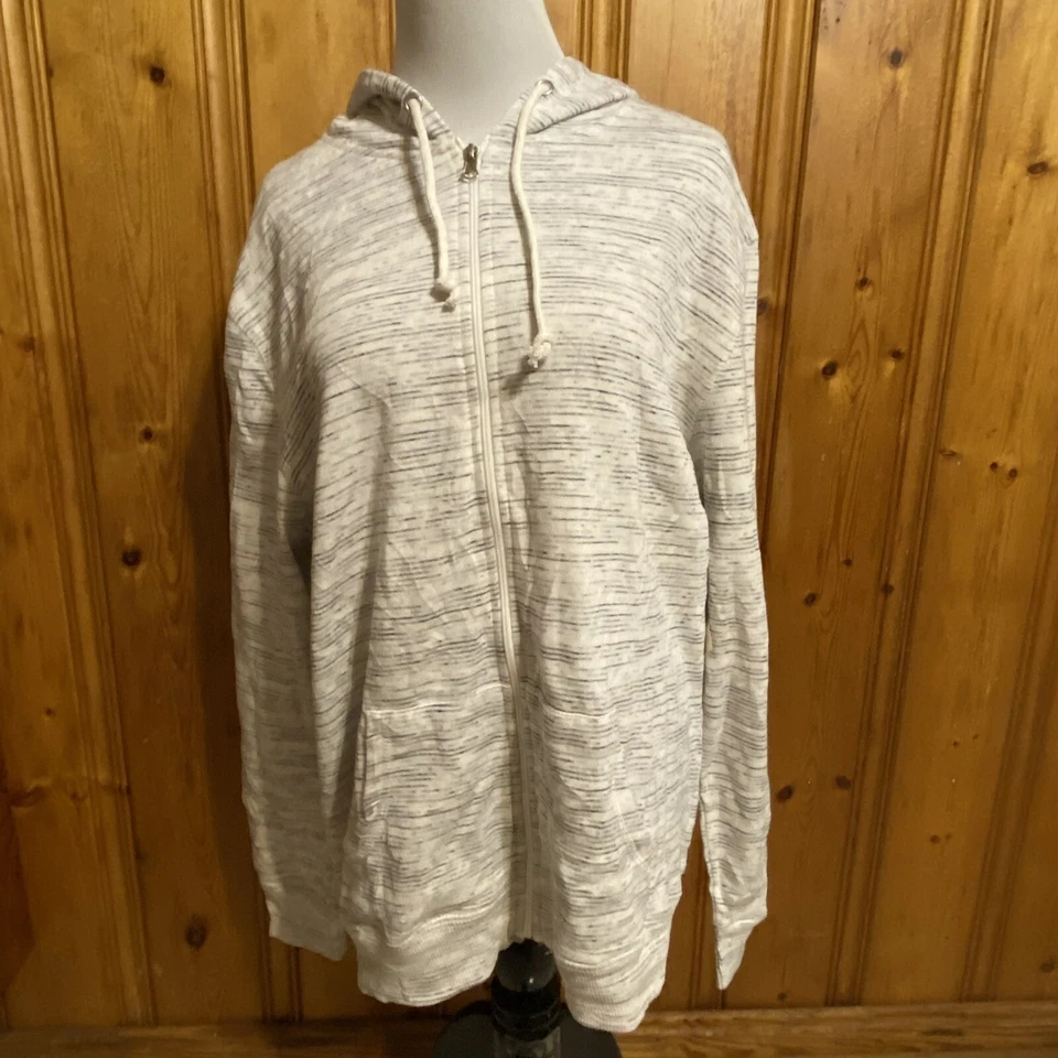 Bobbie Brooks 2XL Flawless Woman's Cream And Gray Striped Hoodie - Image 2 of 4