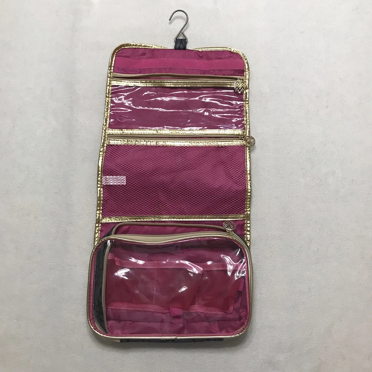 Hanging Shower Caddy Waterproof Bathroom Bag Travel Toiletry Bag  Black/Pink/Gold