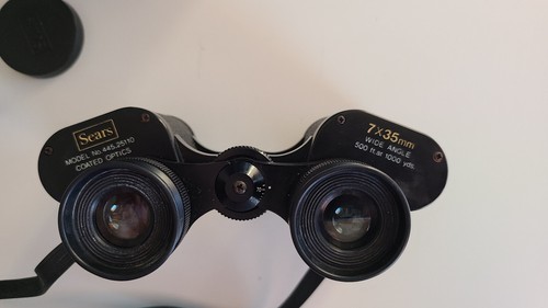 Vintage Sears Binoculars 7x35mm Wide Angle Coated Model 445.25110 with Case - Picture 6 of 20