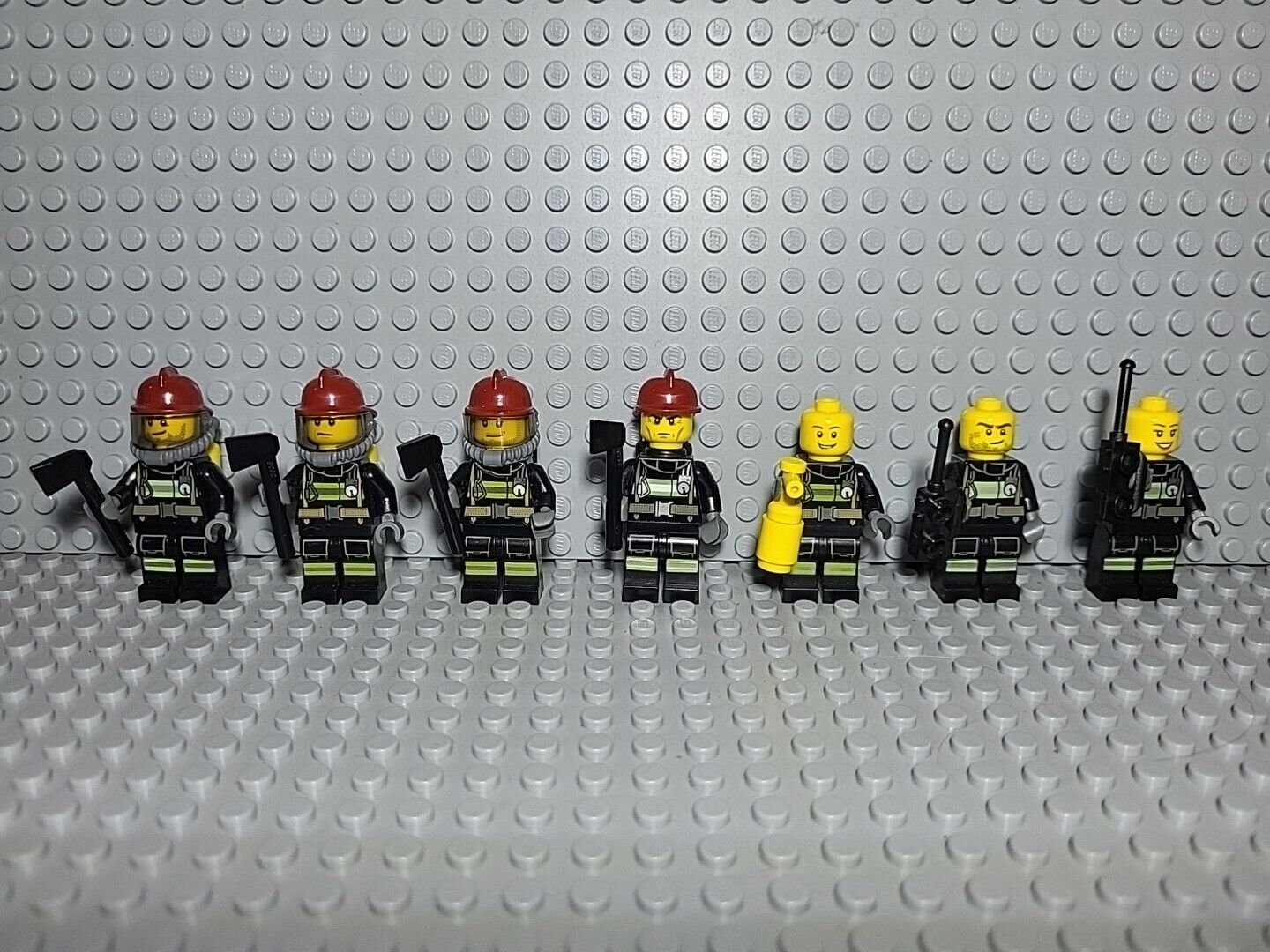 Lot of 7 Lego Fire Fighters Retired Red Hats 🔥 