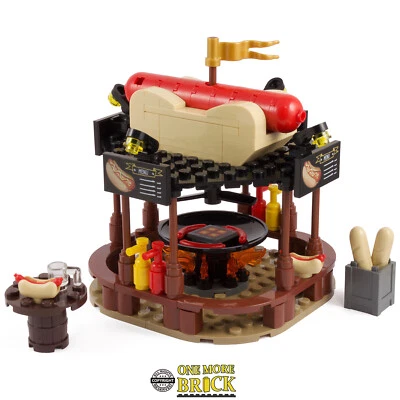 Deutscher Hot-Dog Stand | Winterlicher Weihnachtsmarkt Bratwurst | Alle Teile Lego