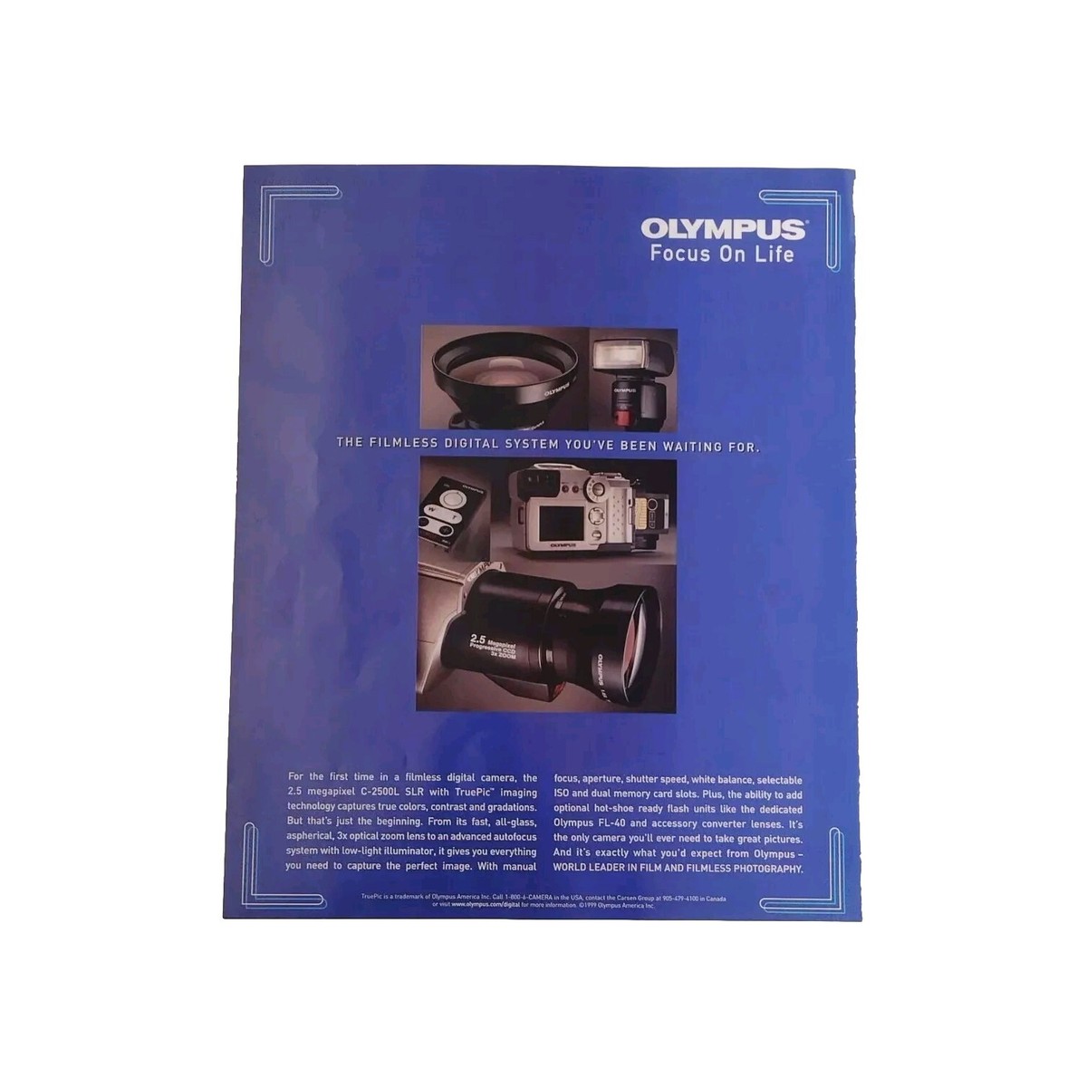 Olympus Digital Camera C-2500L SLR Truepic Color 1999 Magazine