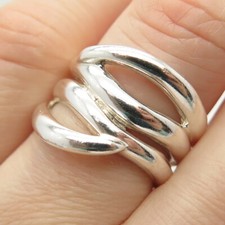 925 Sterling Silver Vintage Ribbed Ring Size 6 1/4