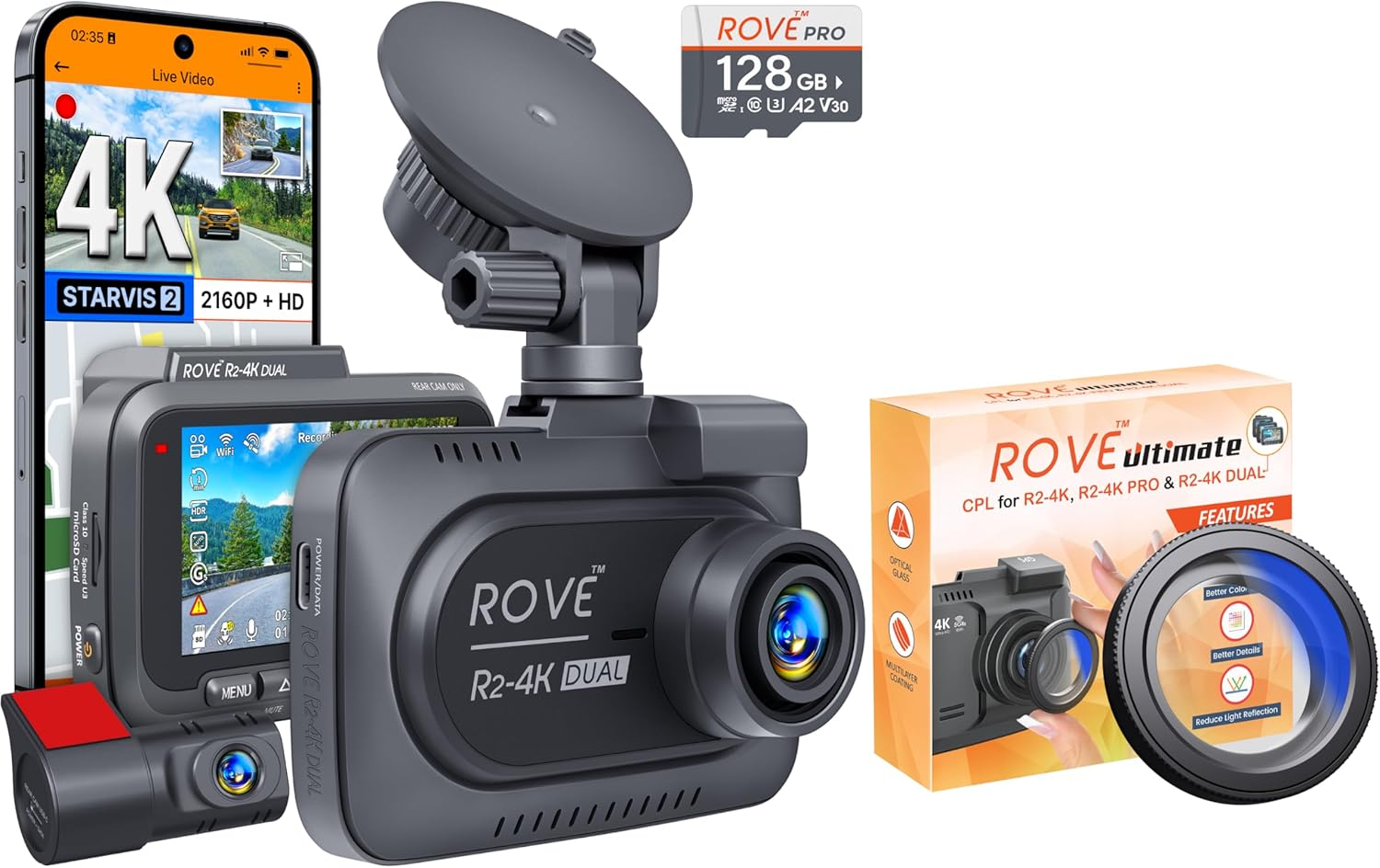 R2-4K Dual Dash Cam | CPL Filter