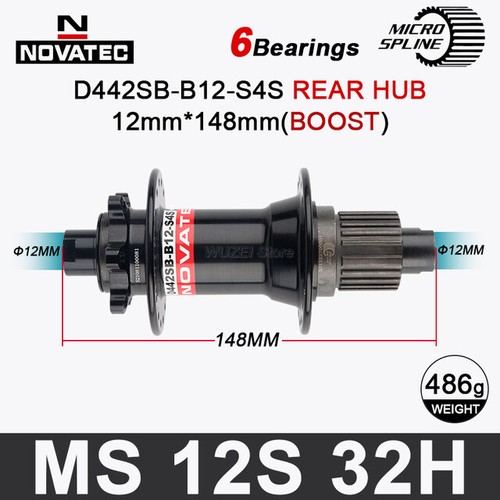NOVATEC D041SB D442SB Bicycle Hub 32 Holes 135/148mm For Shimano Micro Spline - Picture 10 of 15