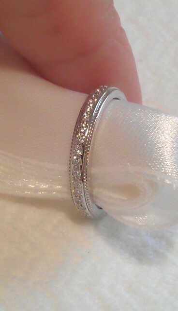 Tiffany & Co. Platinum Diamond Eternity Wedding Milgrain Edge Ring $4200 NEW  View 6