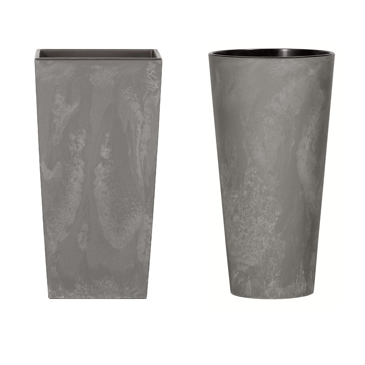 Prosperplast Tubus Slim Effect Blumentopf – Beton-Design, 150 Mm, Inkl. Pflanztopf