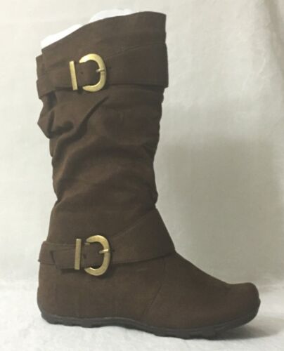 New Women Faux Suede Flat Winter Boots ~ 7 - 10/ Dark Brown - Picture 1 of 2