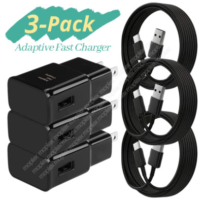 3PACK Samsung Galaxy A51 A14 A13 5G A03S A12 S22 Fast Charger & Type USB-C Cable